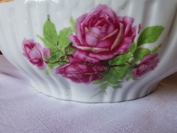 Antik Zsolnay rózsás porcelán tál 24.5 cm átmérőjű 