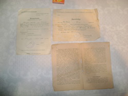Régi orvosi papírok - 1938, 1947 - és egy orvosi könyv lapjai