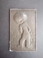 Retro copper plaque peeing little boy - ep