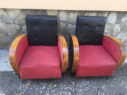 Art deco retro mid century fotel pár piros- fekete színben