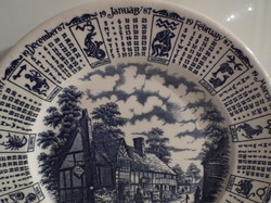 TÁNYÉR - FAJANSZ - 1987 év  - NAPTÁR - ANGOL - JELZETT - 24 cm - HIBÁTLAN