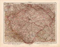 Csehország térkép 1902, Bohemia, Böhmen, német nyelvű, atlasz, Andrees, Moritz Perles, 44 x 56 cm