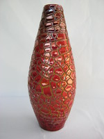Zsolnay porcelán repesztett  zsugor mázas váza 24 cm