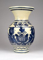 1C816 Jelzett kék-fehér korondi kerámia váza 16 cm