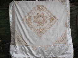 ÁGYTAKARÓ - 215 x 200 cm - DUPLA ANYAG - JELZETT - SELYEM -  PAMUT - KÉZIMUNKA - HIBÁTLAN