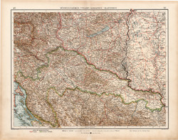 Délnyugat - Magyarország térkép 1903, német nyelvű, atlasz, 44 x 56 cm, Horvátország Szlavónia, régi