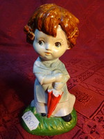 Porcelán figura, kislány esernyővel, magassága 12 cm. Vanneki!
