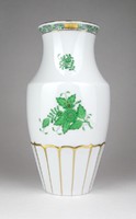 1C777 Zöld Apponyi mintás Herendi porcelán váza 19.5 cm