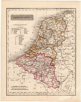 Hollandia és Belgium térkép 1840, német nyelvű, atlasz, eredeti, Pesth, 23 x 29 cm, magyar kiadás