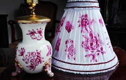 Pur-pur QueenVictoria Herendi porcelán barokk lámpa 