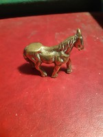Tömör régi réz ló szobrocska