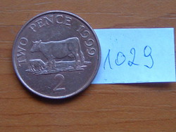 GUERNSEY 2 PENCE 1999  TEHENEK  91% Iron #1029