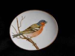 Kézzel festett porcelán szappantartó madaras dekorral (vörösbegy)