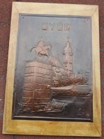 Győr - kézzel kalapált  bronz galvanoplasztika falikép