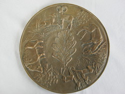 Rácz edit copper or bronze hunter's wall bowl with mouflon decoration