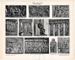 Szobrászat VII., egyszínű nyomat 1905, német nyelvű, eredeti, szobor, középkor, Bizánc, Róma, Pisa