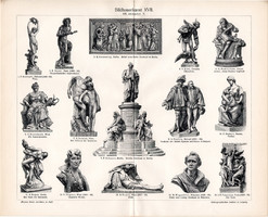 Szobrászat XVII., egyszínű nyomat 1905, német nyelvű, eredeti, XIX: század, szobor, Goethe, Berlin