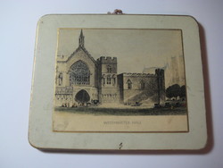 WESTMINSTER  HALL ,   mini  fali kép  , 11 x 9 cm  , az 1800 as évek végéről