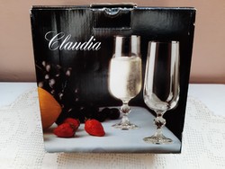 " Claudia " Cseh Bohemia pezsgőspohár nem használt eredeti dobozában