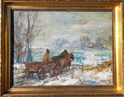 P. János Bak / horse-drawn carriage in the snow