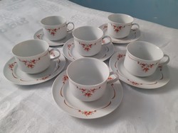 Vintage csipkebogyó mitás Alföldi teás csésze alátéttel (6 személyes)