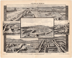 Aquincum romjai, 1894, egyszín nyomat, eredeti, magyar nyelvű, római birodalom, ókor, antik, régi