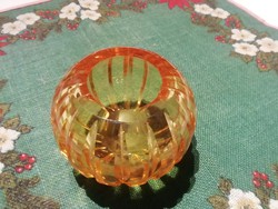 Sárga - kicsi metszett kristály váza