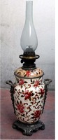 Kézi festésű antik porcelán petróleum lámpa 1880-1890