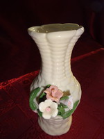 Német porcelán, rózsa mintás váza, magassága 13,5 cm. Vanneki!