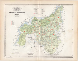Szabolcs vármegye térkép 1894 (10), lexikon melléklet, Gönczy Pál, megye, Posner Károly, eredeti