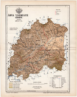 Árva vármegye térkép 1895 (10), lexikon melléklet, Gönczy Pál, megye, Posner Károly, eredeti