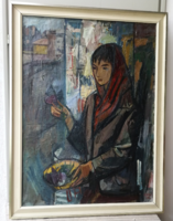 Éva Séday florist c. Picture of oil on canvas with original signal framed in 1961 with date 80x110, 93x123 cm