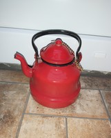 Gyönyörű 1 literes piros  zománcos  Zománcozott,teáskanna, teafőző