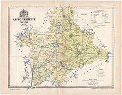 Hajdú vármegye térkép 1893 (10), lexikon melléklet, Gönczy Pál, megye, Posner Károly, eredeti