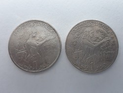 Tunézia 1 Dínár 2db 1976, 1988 - Tunisia pénz eladó