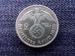 Németország nagyon szép Horogkeresztes .625 ezüst 2 birodalmi márka 1939 F (id13747)