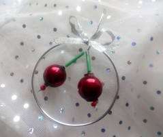 Retro  üveg karácsonyfa dísz cseresznye 