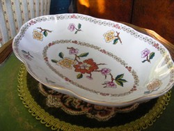 Hollóházi, kézzel festett, jelzett, nagy méretű,  porcelán, gyümölcsös vagy köretes kínáló tál