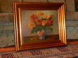  50 x 40 cm-es képhez kiváló állapotú laparanyozott  keret ajándék festménnyel