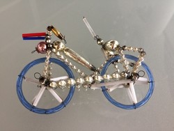 Régi üveg karácsonyfadísz kerékpár retro bicikli motorkerékpár 10 cm