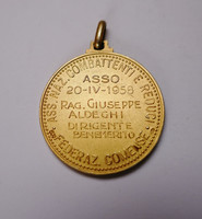 Olasz veteránok Országos Egyesülete 1958 ezüst érem.