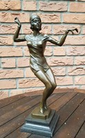 Art deco táncoló hölgy - bronz szobor műtárgy
