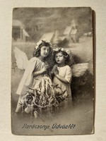 Régi karácsonyi angyalos képeslap 1915 kis angyalok levelezőlap
