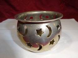 Metal candle holder with star and crescent pattern, top diameter 7.3 cm. He has!