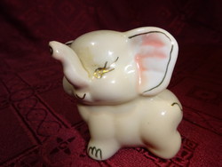 Német porcelán figura, elefánt bébi, magassága 6 cm. Vanneki!