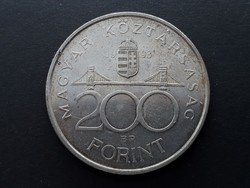 Ezüst 200 Ft 1993 patinás érme - 93-as Nemzeti Bank-os ezüst fém kétszázas pénzérme eladó