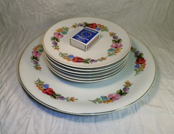 Kalocsai porcelán süteményes tányérok 7 db-os