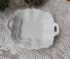 Régi fehér  Indamintás  porcelán 20*24 cm-es  pecsenyés, sültes tányér, Nosztalgia darab