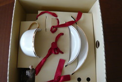 "Ideal Home Range "német fine  porcelán teás  csésze tálkáival , teaszűrővel 