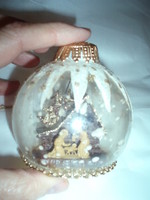 Csodás antik karácsonyi üveggömb betlehemi jelenettel